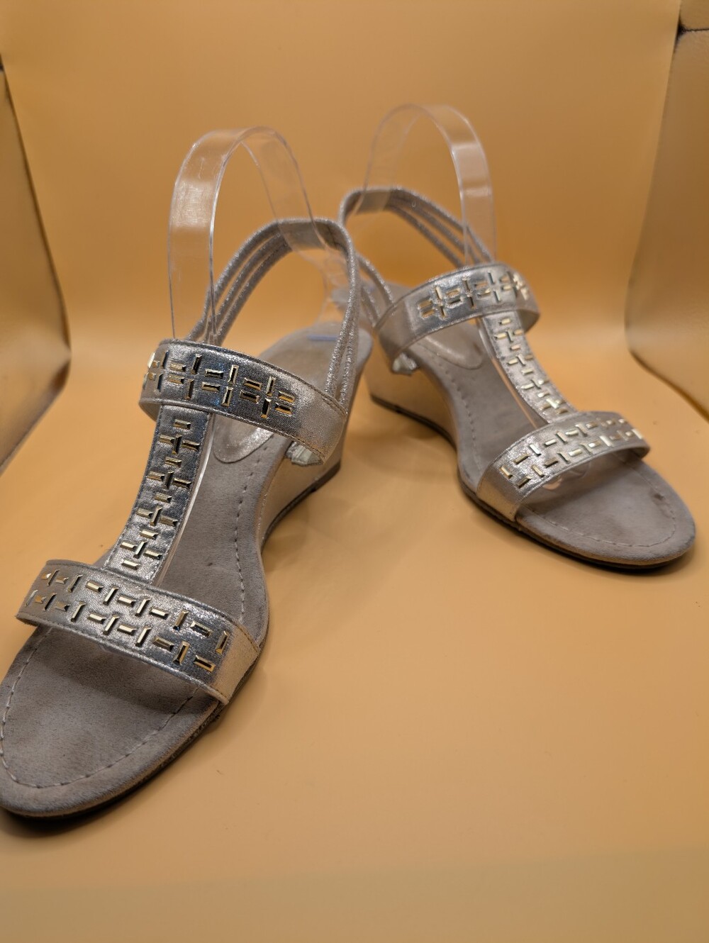 Silver Women's Strappy T‑Bar Sandals
